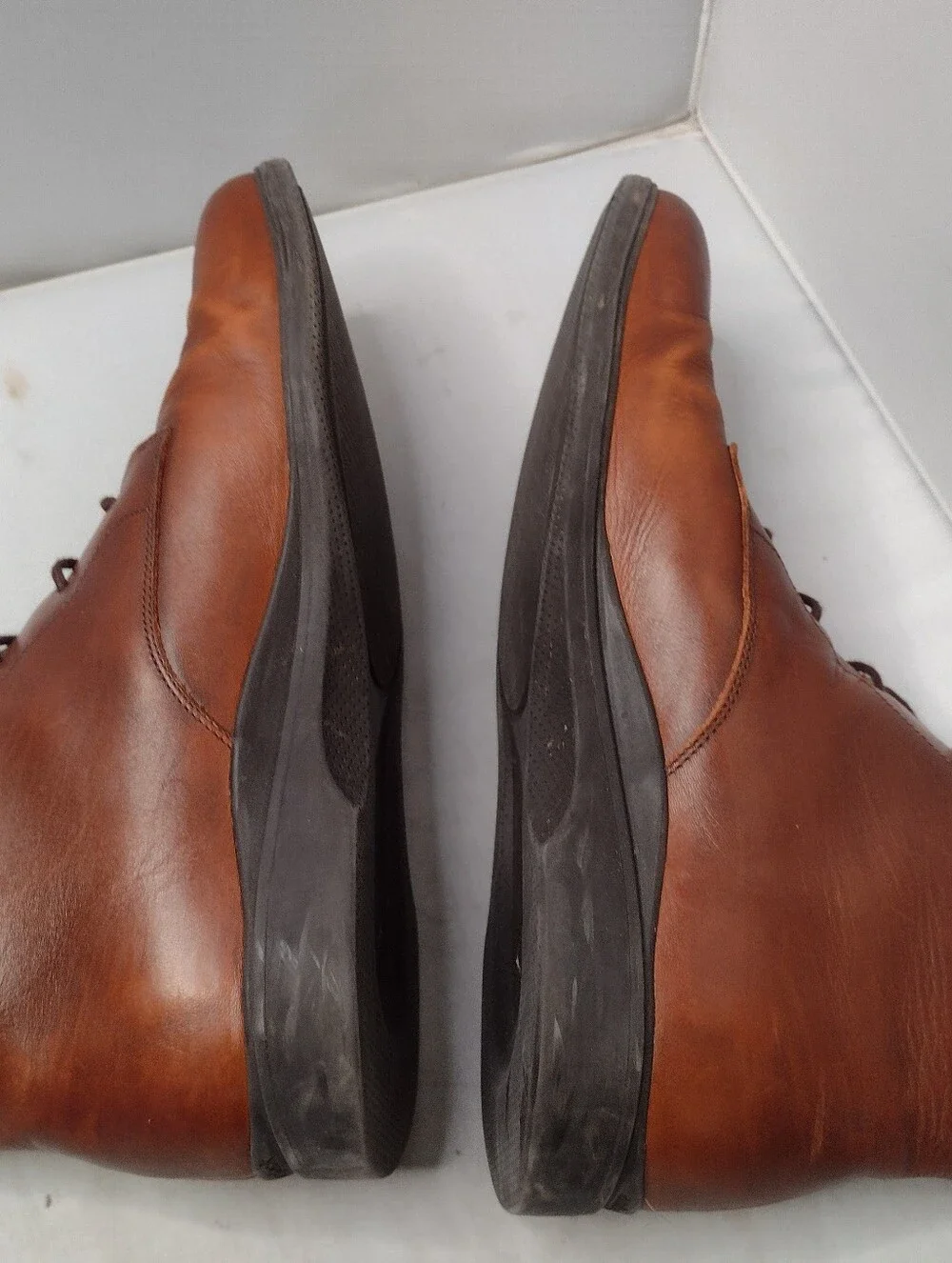 Amberjack Chelsea Brown Leather Chukka  Boots 12 Brown Chestnut Lace